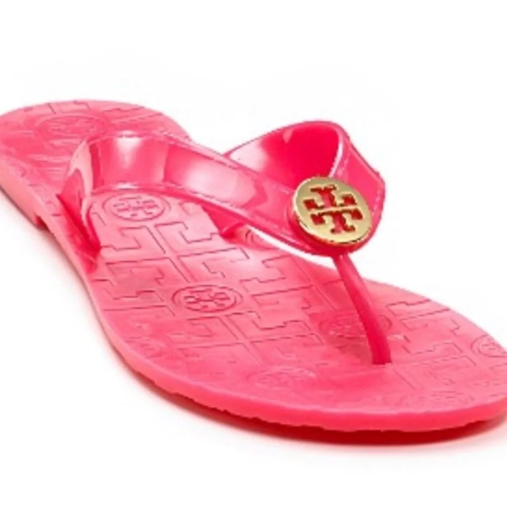 Tory Burch Red Glitter Jelly Logo Thong Sandals